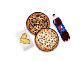Pizza Plus Pakistan 2x Reg Pizza, 2x Pcs Cheese Garlic Bread, 1x Drink 1 Ltr Classic Plus Deal For Rs.1450/-